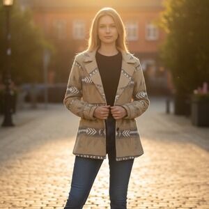 Powder River‎ Outfitters Hannah Jacquard Coat with Aztec print size Large